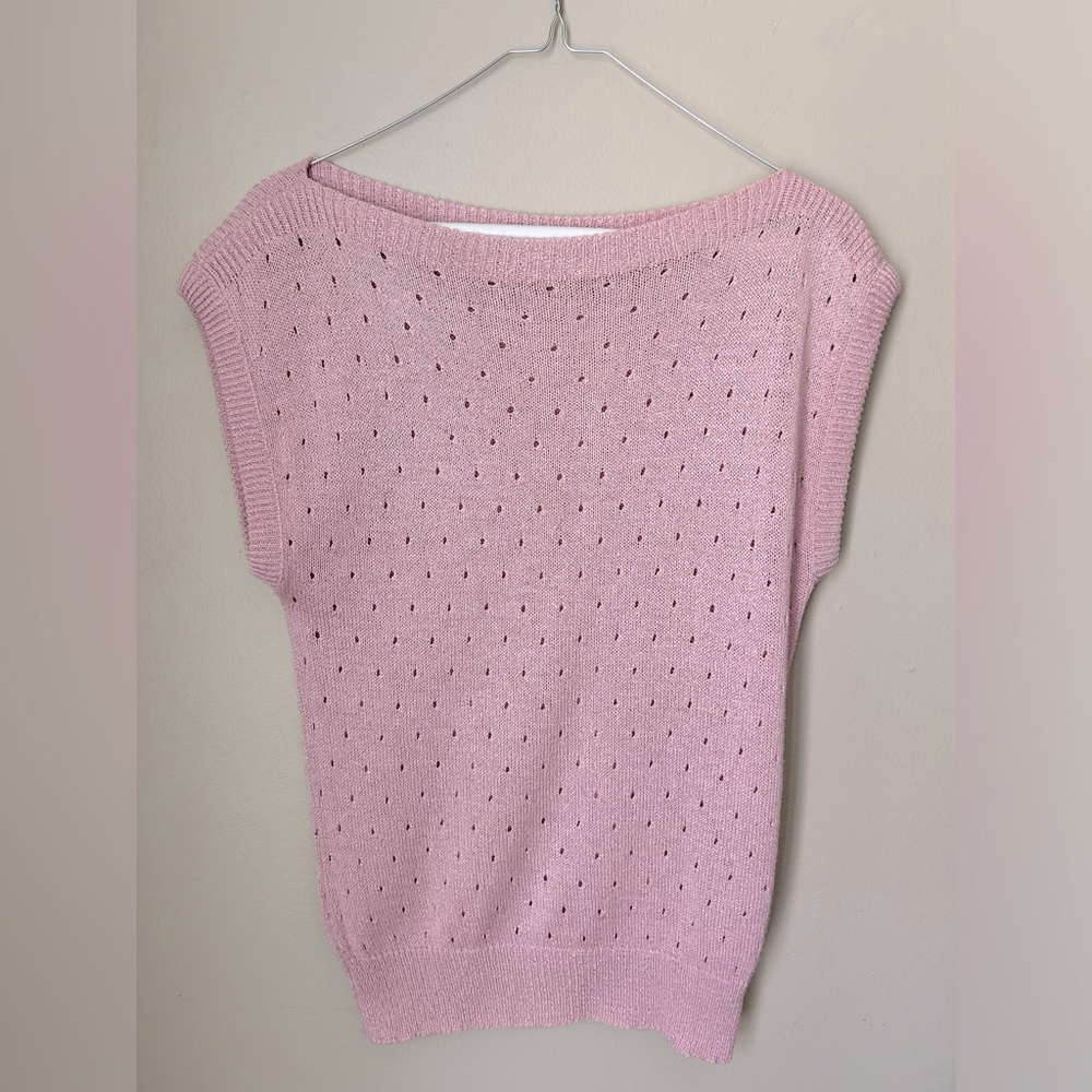 Perfect baby pink knit sweater for summer. Vintage and lovely. One of a kind!